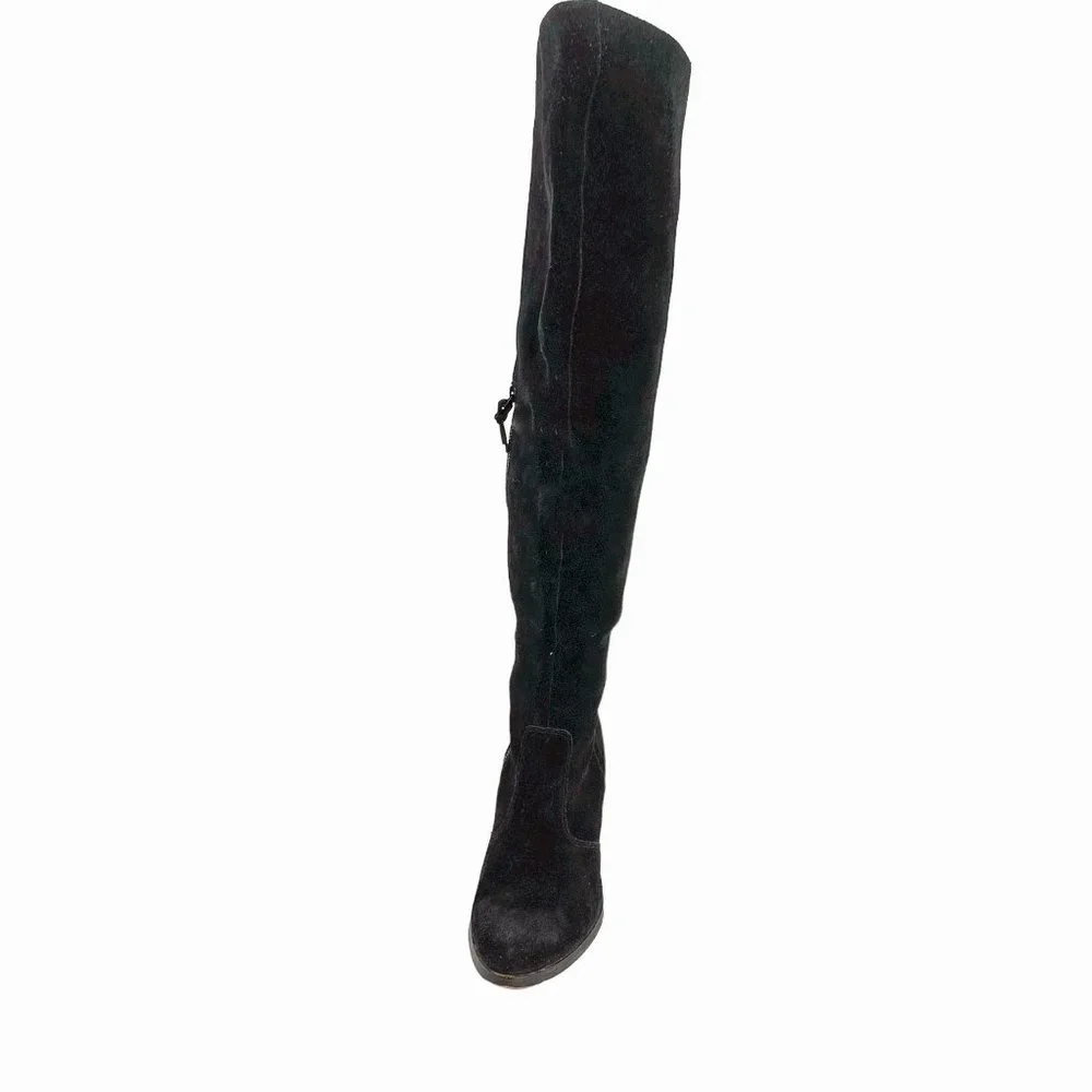 Anthropologie LATIGO Jukebox Black Suede Over the Knee Heel Boots‎